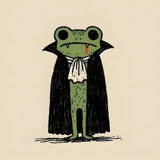 a green frog with a black cape on it's head Frog Halloween Jester Frog, Frosch Illustration, Halloween Drawings, Halloween Painting, wheat