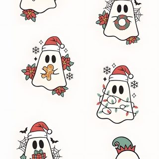 christmas ghost stickers on a white background Cute Halloween Christmas Christmas Ghost, Christmas Phone Backgrounds, Christmas Lockscreen, white smoke