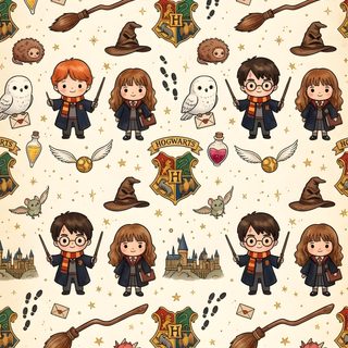 the harry potter pattern is shown with many different things on it's back ground Harry Potter Halloween papaya whip