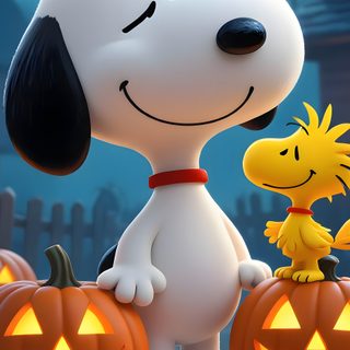 a cartoon dog standing next to a pumpkin Cute Halloween Snoopy Scary Photos, Cute For Android, Snoopy Images, Snoopy, dim gray