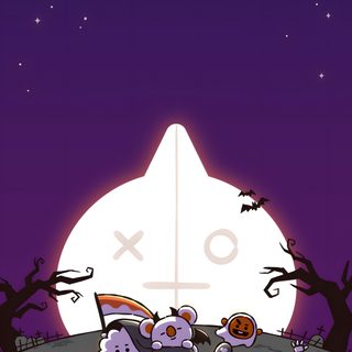 an animated halloween scene with the moon in the background and tombstones on the ground Bt21 Halloween K Pop Halloween, Bt21 Pumpkin Painting, Bt21 Fall, Bt21 Thanksgiving, midnight blue