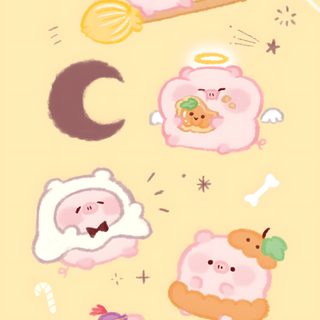 some stickers that have animals on them Halloween Pig Piggy Cute, Cute Pig Art Kawaii, Cute Pig Sticker Aesthetic, Pig Ipad, moccasin