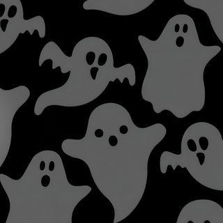 black and white halloween ghost wallpaper with pumpkins in the middle, on a dark background Cute Black Halloween Simple Spooky Background, Halloween Iphone Aesthetic Black And White, Halloween Backgrounds For Ipad, dim gray