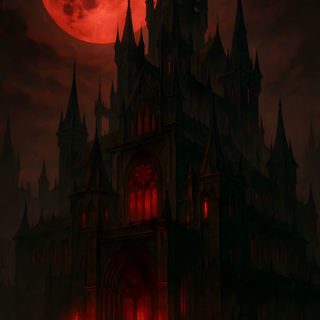 a gothic castle lit up at night with the moon in the background Halloween Vampire Background Vampire Castle Tattoo, Gothic Castle Aesthetic, Vampire House, black
