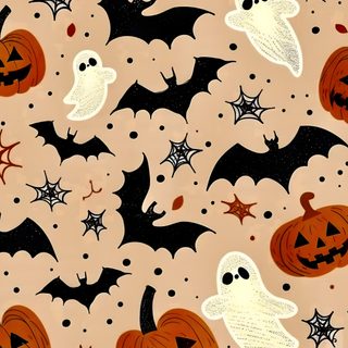 an image of halloween pumpkins and bats on a beige background with black stars, Halloween - Bats And Cats - Cream Fall And Halloween Backgrounds, Halloween Patterns, Printable Halloween Decorations, burlywood