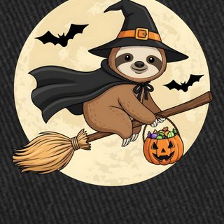 a slotty in a witches hat is flying on a broom and holding a pumpkin Halloween Sloth Halloween Buckets, Halloween 2, Papa Bear, Witch Costume, Italy Flag, Retro 2, dark slate gray