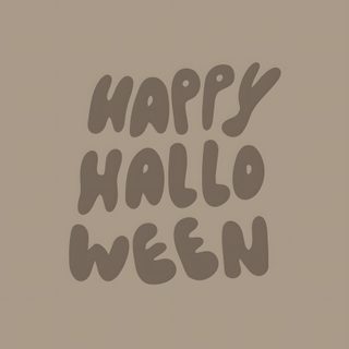 the words happy hallo ween are drawn in brown ink on a beige background That Says Happy Halloween rosy brown
