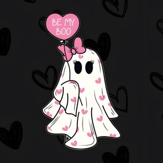 a black background with hearts and a ghost holding a heart balloon in it's mouth Cute Halloween Heart Cute Ghost Background, Halloween Valentines, Spooky Valentines Iphone, black