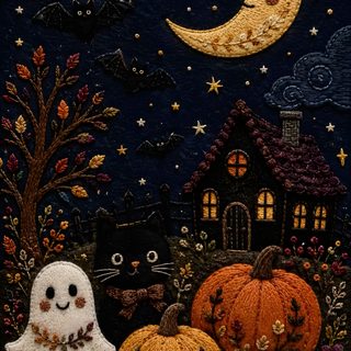 a halloween scene with pumpkins and ghost Whimsy Halloween Cute Phone Fall, Halloween Theme Background, Cute Halloween For Phone, black
