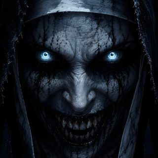 an evil looking man with blue eyes and blood on his face, in the dark Really Scary Halloween black