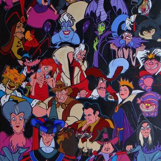 an image of cartoon characters painted on the wall in front of a black background with purple and blue colors Halloween Villains Villains Aesthetic, Disney Villain Aesthetic, Disney Villains Aesthetic, dark slate gray