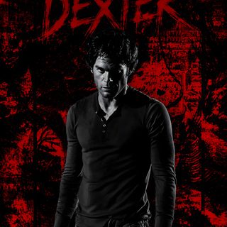 a man standing in front of a red background with the words dexter written on it Dexter Halloween Dexter Poster, Dexter, black