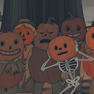 a group of pumpkins standing next to each other Retro Halloween Desktop Aesthetic Halloween Computer, Halloween Computer Aesthetic, Laptop Halloween Aesthetic, dark olive green