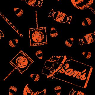 an orange and black background with various items on it, such as candy canes Halloween Sam Halloween Themed, Spooky Backrounds, Halloween Sam, Sam From Trick Or Treat, black