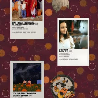 an image of halloween movies on a wall with pumpkins and ghost pictures in the background Halloween Iphone Movies And Shows dark slate gray