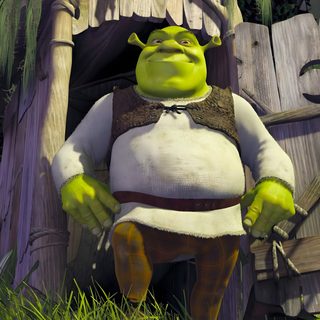 an animated character standing next to a wooden structure in the middle of some tall grass Halloween Shrek Shrek Core, Shrek Swamp, Animation Dreamworks, Shrek Character, Jay Baruchel, dark slate gray