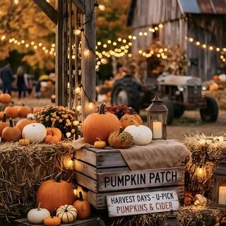 pumpkins and hay bales are stacked on top of each other Halloween Farm Spirit Halloween, Halloween, dark olive green