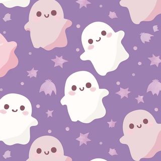 a purple background with white ghost faces and stars Purple Girly Cute Halloween Purple Cute Pastel Aesthetic Halloween Background, Kawaii Cute Purple Halloween, Pastel Purple Halloween, dark gray