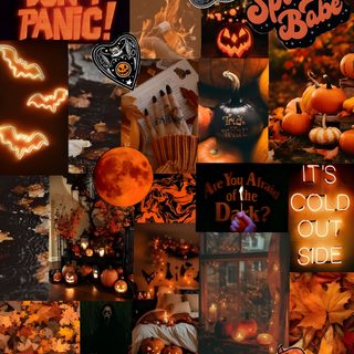 halloween collage with pumpkins and bats Halloween Collages Halloween Collages, Halloween Backgrounds Collage, Halloween Aesthetic Collage, saddle brown
