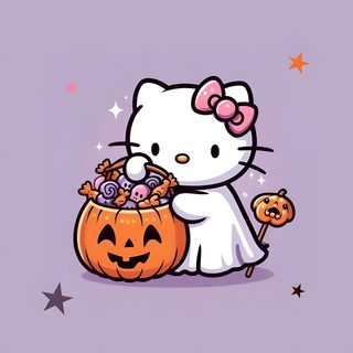 hello kitty holding a pumpkin and eating it Cute Hello Kitty Halloween Gif Halloween Hello Kitty Fall, Of Hello Kitty Halloween, Hello Kitty Pumpkin, silver