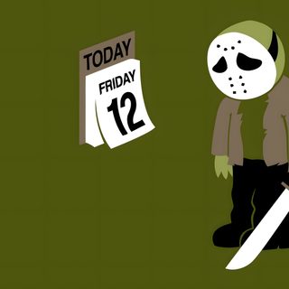 a person with a mask holding a snowboard in front of a green background that says today friday 12 Funny Halloween Computer Friday The 13 Cartoon, Friday The 13th Images Funny, Friday 13 Joke, dark olive green