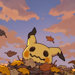 a pokemon pikachu sitting in the middle of leaves Pokemon Halloween Iphone Pokimon, Mimicu Pokemon, Yellow Pikman, Pokemon First Generation, dim gray