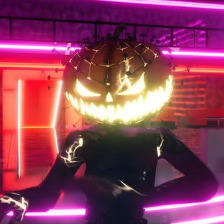 an animated character with glowing eyes in front of purple and red lights on the wall Halloween Dance Scary Dancing Gif, Spooky Dance, Fnaf Vr Halloween, Fortnite Halloween, brown