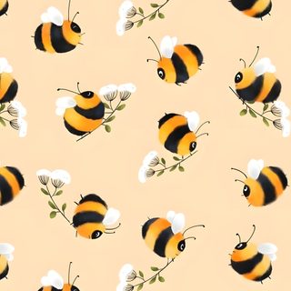 a bunch of bees that are on a yellow background with white and black flowers in the middle Halloween Bees Accent Ideas Bee Phone Background, Bee Backgrounds, Cute Bee And Flower, moccasin