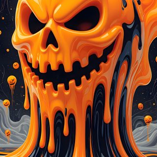 an orange and black skull floating in the air with liquid pouring out of it's mouth Halloween Slime Hd Cool Halloween Backgrounds, 3d Tattoo, Scary Halloween Pumpkin, chocolate