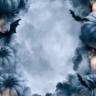 青い霧とカボチャが不気味な水彩画タッチのハロウィン背景 generative ai Stock イラスト | Adobe Stock Halloween Blue slate gray