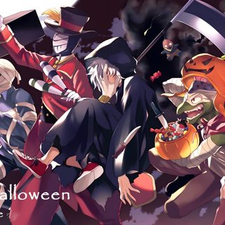 an anime scene with many people dressed in costumes and hats, all holding up their hands Aesthetic Mha Halloween 3840x2160, 4k 3840x2160, Uraraka Cosplay, Bakugou Manga, Academia, dark slate gray