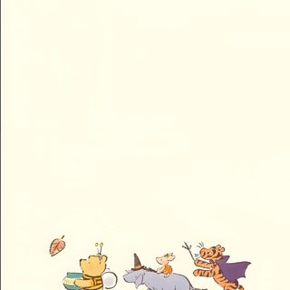 winnie the pooh and her friends crossing a bridge with leaves in the air behind them Winnie The Pooh Halloween Ipad Winnie The Pooh, Lock Screen Cute Fall Disney, Disney Autumn Background, old lace