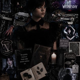 a collage of posters and pictures with women in black Wednesday Addams Halloween Wednesday Aesthetic, Wednesday Movie, Halloween Poster, Movie Stars, black