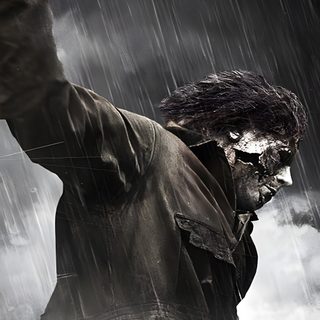 a man holding a knife in the rain Halloween 2007 Image Film, Slasher Film, Rob Zombie Michael Myers, Halloween Movies, dark slate gray