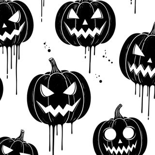 black and white halloween pumpkins with scary faces on them, dripping from their mouths Black And White Halloween Backgrounds For Your Phone, Holiday Background, Black Halloween, Apple,