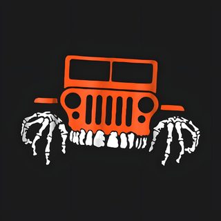 an orange jeep with skeleton hands on it Halloween Jeep Jeep Grill, Halloween Jeep, Jeep Skeleton, Jeep Skeleton Ideas, Skeleton Jeep, black