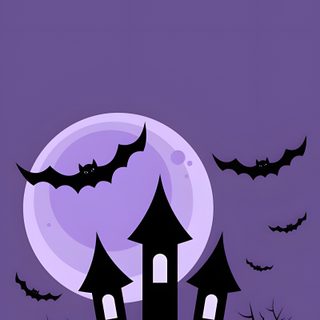 a house with bats flying over it in front of a full moon and purple sky Halloween Vector Purple Halloween 4k, Halloween Hill, Purple Halloween Cartoon, dark slate blue