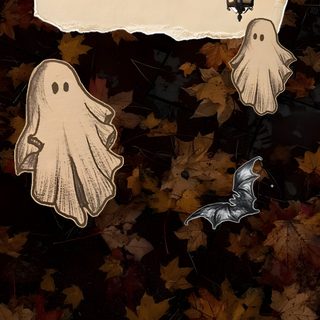 a halloween scene with pumpkins and ghost hanging from a light post on top of leaves Lock Screen Vintage Halloween Iphone Cute Fall Backgrounds, October, Halloween Backgrounds, black