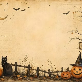 a grungy halloween background with pumpkins and cats Vintage Halloween Desktop Free khaki