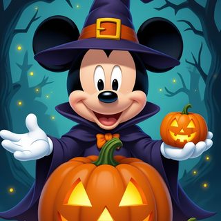 mickey mouse in a halloween costume with pumpkins Mickey Mouse Halloween Iphone Happy Halloween Pictures, Halloween Mickey Mouse, Halloween Mickey Pictures, dark slate gray