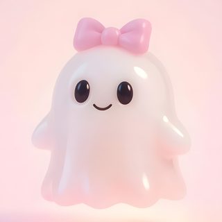 a little white ghost with a pink bow on its head and eyes, standing in front of a light pink background 3d Cute Halloween Halloween Artwork, Cherry Blossom Pictures, Cute Backgrounds, Cute Ghost, misty rose