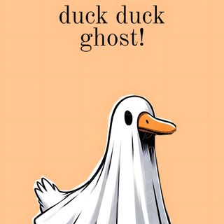 a duck with a ghost costume on it's head Halloween Goose Halloween Duck Pfp, Cute Halloween Duck, Duck Ghost Drawing, Fall Duck, burlywood