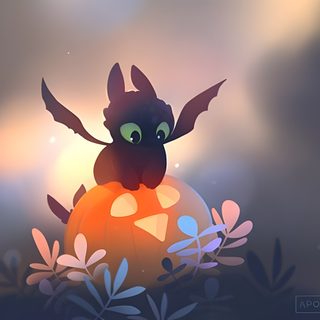 a black dragon sitting on top of an orange pumpkin in the middle of some plants Toothless Halloween Kawaii Kawaii Cute Toothless, Cute Dragon Backgrounds, Toothless Pumpkin, gray
