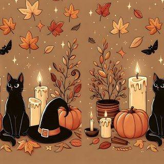 two black cats sitting next to candles and pumpkins Dual Monitor Halloween Laptop Halloween, Fall Halloween Laptop, Halloween Computer, peru