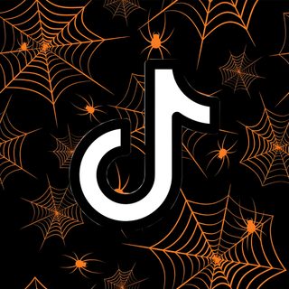 the letter j is surrounded by spider webs Tiktok Halloween Halloween App Icons Tiktok, Halloween Tik Tok Icon, Instagram Logo Halloween, black