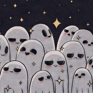 a group of ghost like people with sunglasses on Cartoon Halloween Desktop Ghost Aesthetic Laptop, Ghost Desktop Aesthetic, Ghost Computer, dim gray