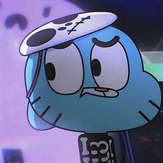 a cartoon character with a hat on his head Gumball Halloween Gumball With Hat, Gumball Halloween Icon, Cool Pictures Of Gumball, slate gray