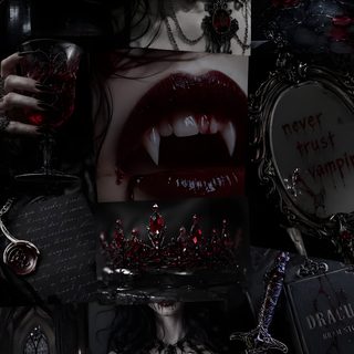 a collage of photos with vampire makeup and blood on her face, holding a glass Halloween Vampire Background black