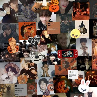 a collage of halloween pictures with pumpkins, cats and other things on them Halloween Skz Halloween, Kids, Make It Yourself, dark olive green