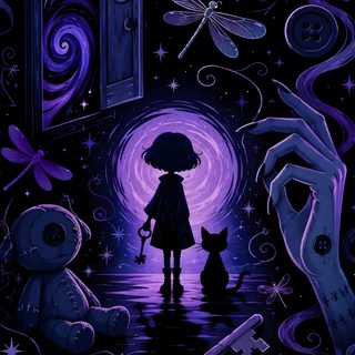a person holding an umbrella standing in front of a door with dragon and moon on it Halloween Galaxy black
